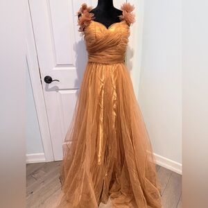 Elegant Tan Maxi Dress